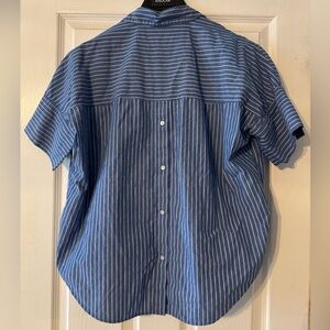 Madewell Blue Pinstripe Shirt with Back Button Detail